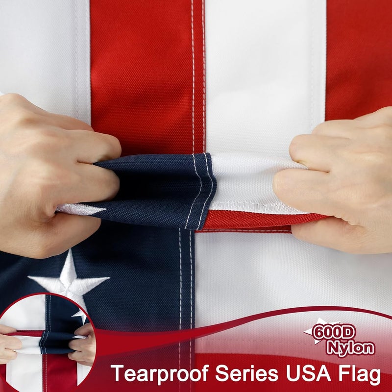 TOOUP American Flag 3x5 FT 600D Outdoor TearProof Series, USA Flags 3x5 FT 600D Nylon, Sturdy American Flags 3x5 for Outside Longest Lasting, High Wind Fade Resistant US Flag Embroidered Stars, Brass Grommets, Sewn Stripes - Image 5